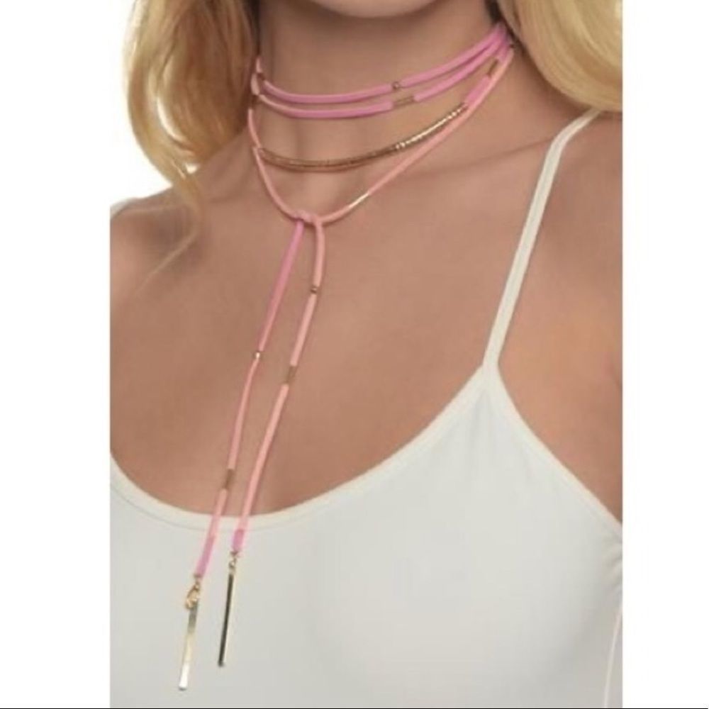 Ettika x Revolve The Lovely Bolo Choker Necklace in Pink OS